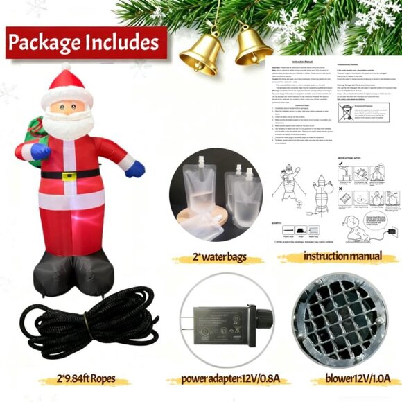 🆕8FT Christmas Inflatables Santa with Gift Bag Built-in LED Outdoor Decoration - Picture 9 of 11